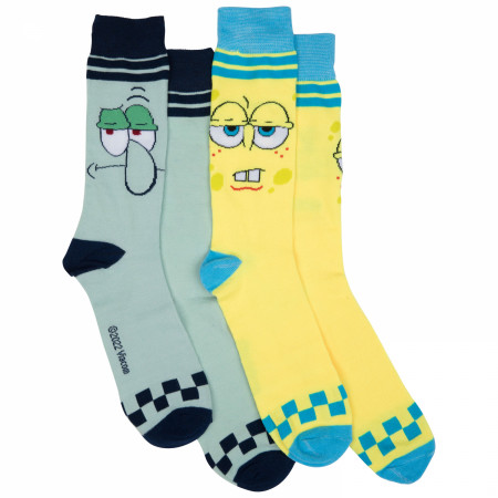 SpongeBob and Squidward 2-Pair Pack of Casual Crew Socks